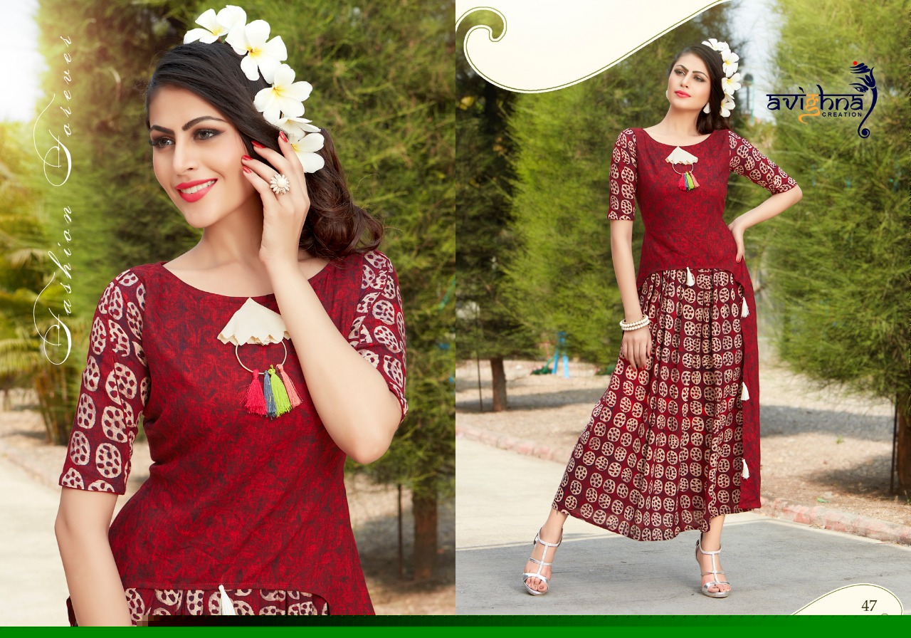 Nishtha Vol-1 By Avighna Creation 40 To 47 Series Beautiful Colorful Stylish Fancy Casual Wear & Ethnic Wear & Ready To Wear Heavy Rayon & Cotton Kurtis At Wholesale Price