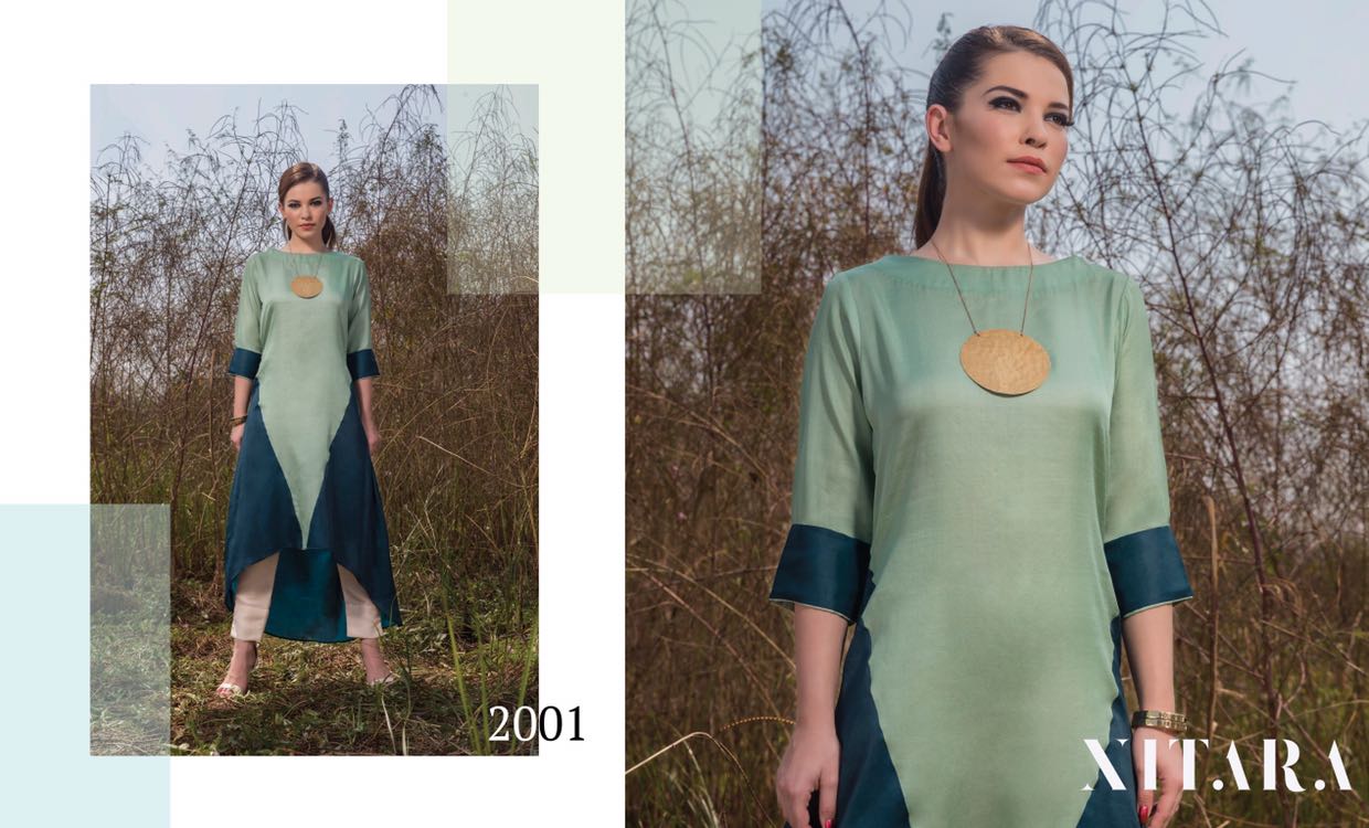 Nitara 2001 Series By Nitara 2001 To 2005 Series Designer Colorful Stylish Fancy Beautiful Party Wear & Ethnic Wear Tusser Silk Kurtis At Wholesale Price