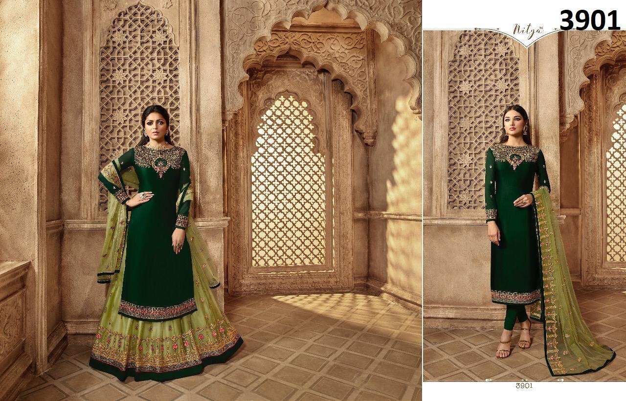 Nitya Hit Designs By Lt Fabric Suits Collection Beautiful Stylish Fancy Colorful Party Wear & Occasional Wear Satin Georgette Dresses At Wholesale Price