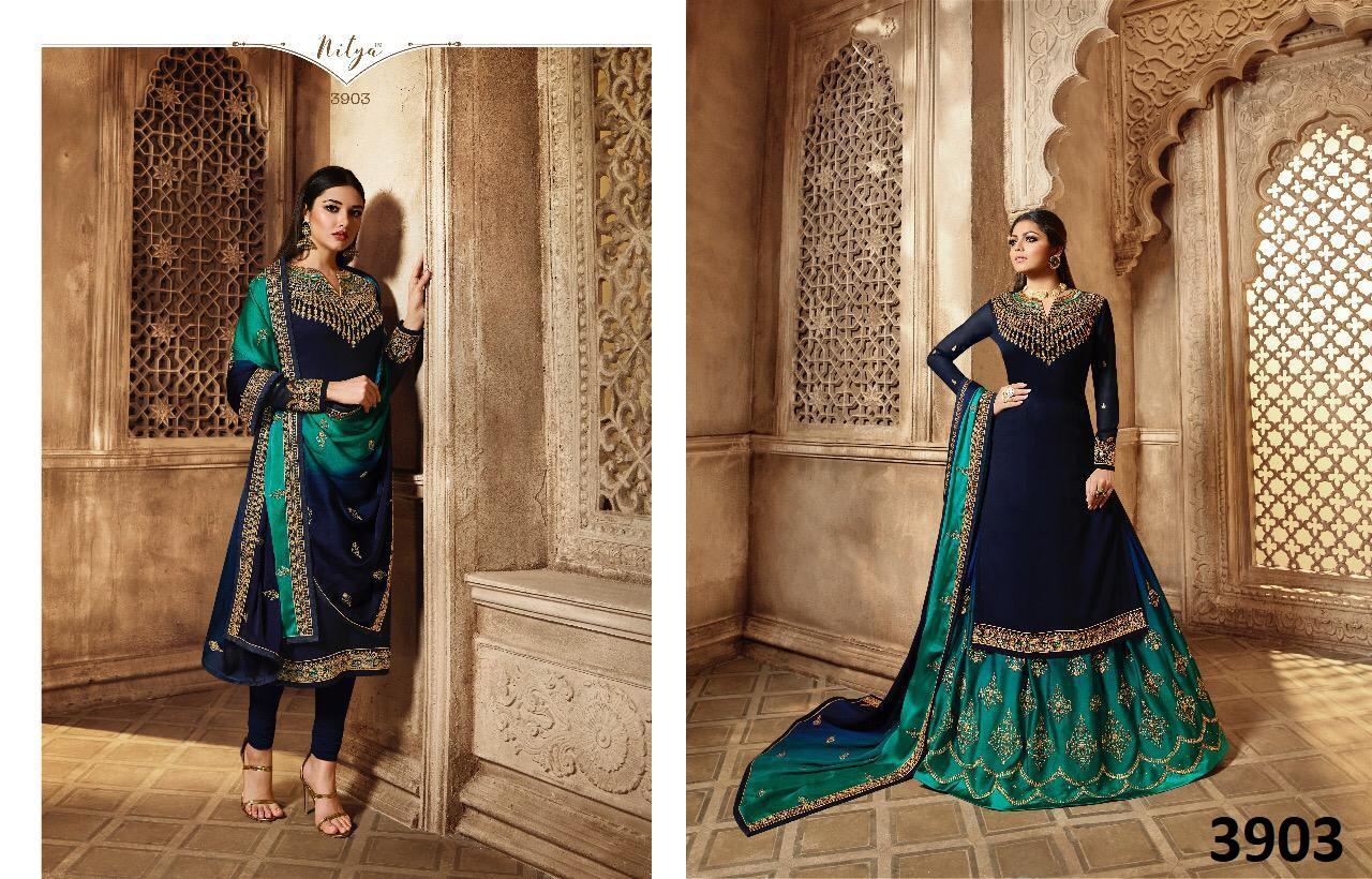 Nitya Hit Designs By Lt Fabric Suits Collection Beautiful Stylish Fancy Colorful Party Wear & Occasional Wear Satin Georgette Dresses At Wholesale Price