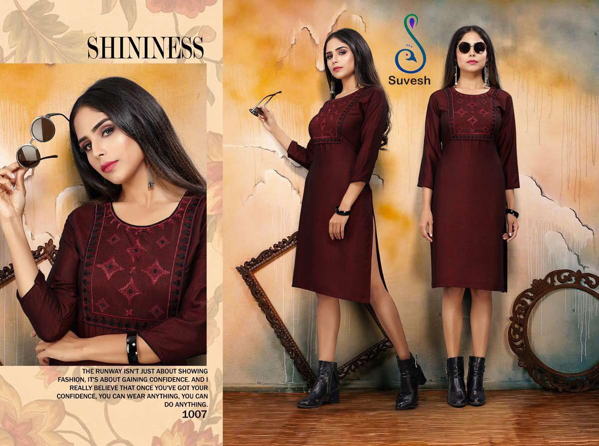 Niyati Vol-2 By Suvesh 1001 To 1008 Series Beautiful Stylish Fancy Colorful Casual Wear & Ethnic Wear & Ready To Wear Rayon Two Tone Kurtis At Wholesale Price