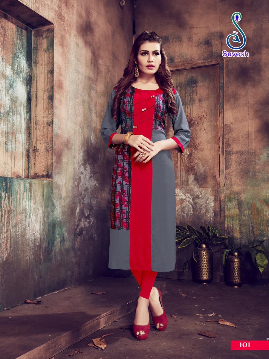 Niyati By Suvesh 101 To 108 Series Beautiful Colorful Stylish Fancy Casual Wear & Ethnic Wear & Ready To Wear Rayon Printed Kurtis At Wholesale Price