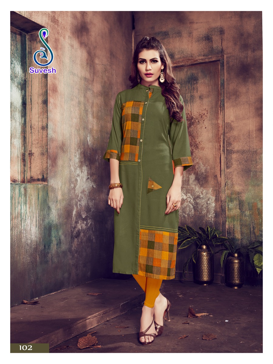 Niyati By Suvesh 101 To 108 Series Beautiful Colorful Stylish Fancy Casual Wear & Ethnic Wear & Ready To Wear Rayon Printed Kurtis At Wholesale Price