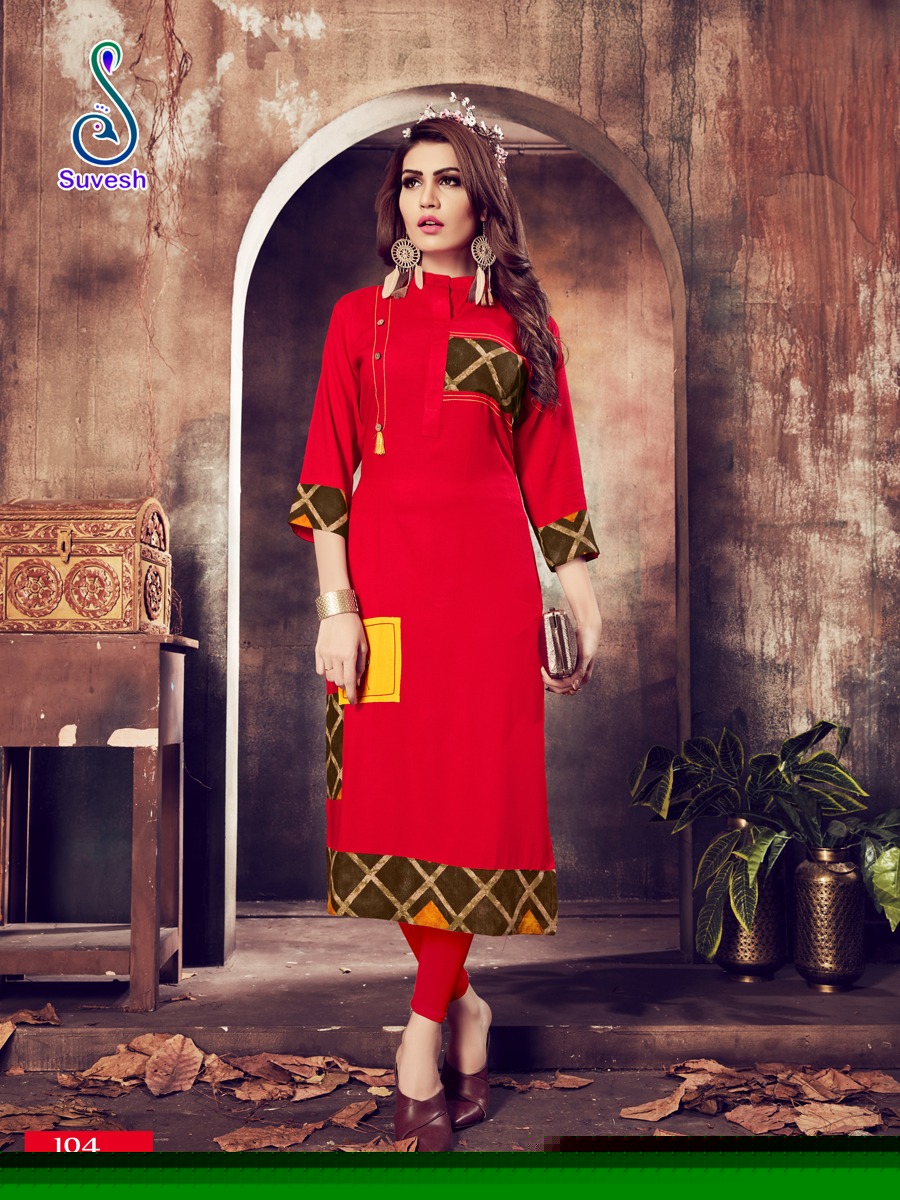 Niyati By Suvesh 101 To 108 Series Beautiful Colorful Stylish Fancy Casual Wear & Ethnic Wear & Ready To Wear Rayon Printed Kurtis At Wholesale Price