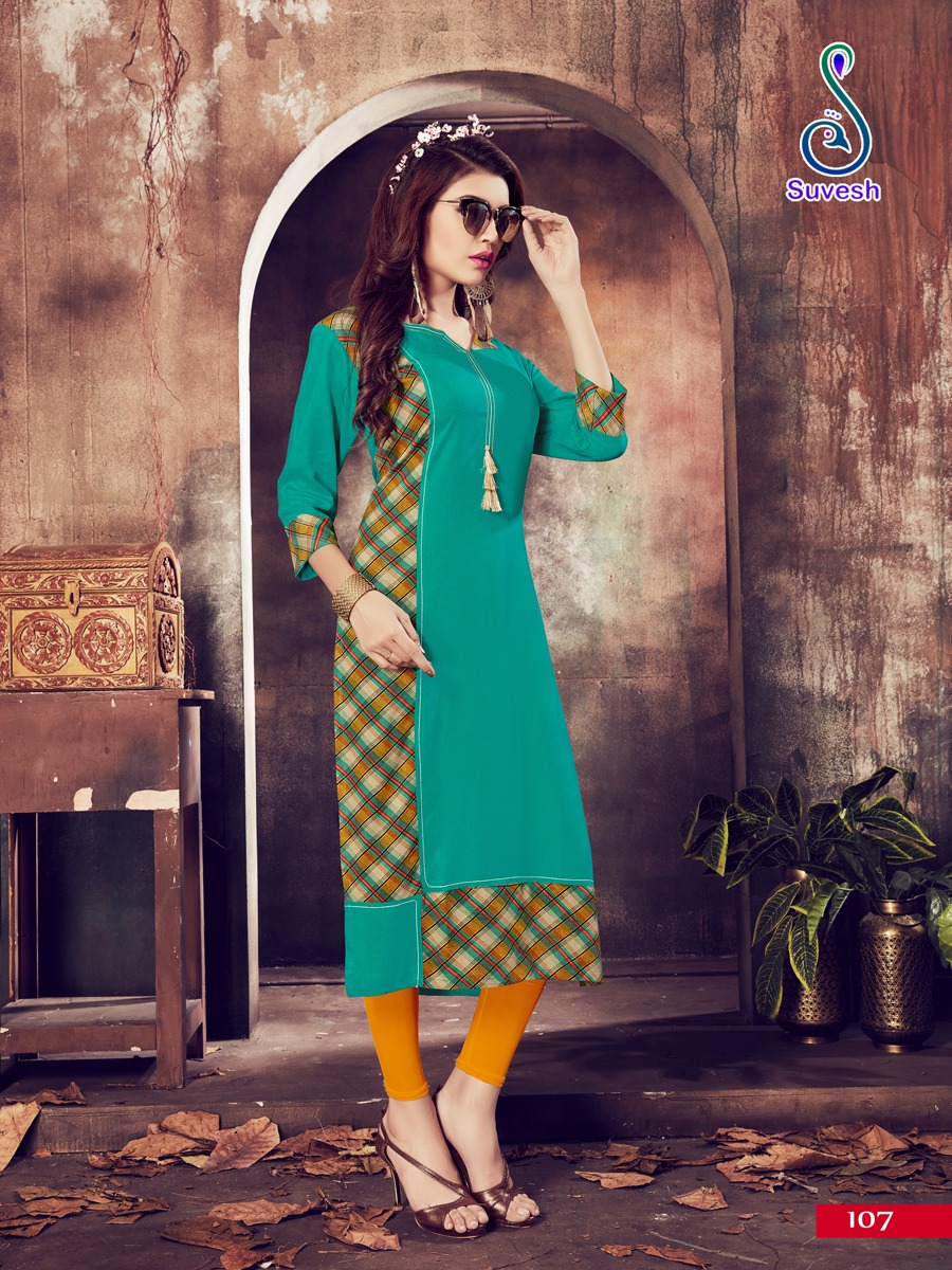 Niyati By Suvesh 101 To 108 Series Beautiful Colorful Stylish Fancy Casual Wear & Ethnic Wear & Ready To Wear Rayon Printed Kurtis At Wholesale Price