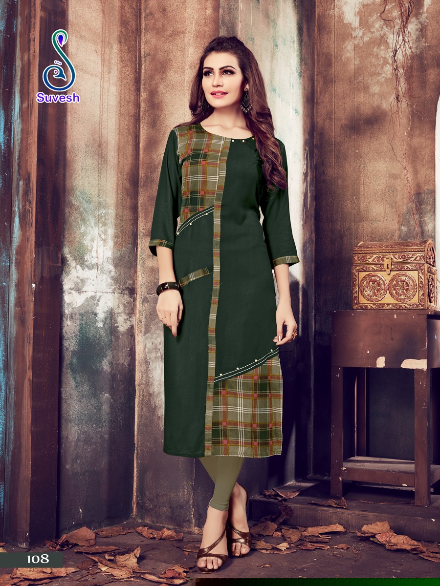 Niyati By Suvesh 101 To 108 Series Beautiful Colorful Stylish Fancy Casual Wear & Ethnic Wear & Ready To Wear Rayon Printed Kurtis At Wholesale Price