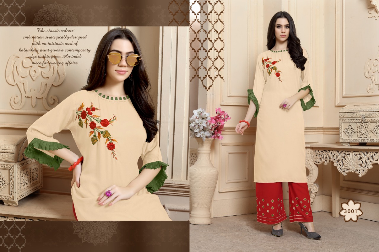 Noor Vol-3 By Kajri Style 3001 To 3008 Series Beautiful Stylish Colorful Fancy Party Wear & Ethnic Wear & Ready To Wear Heavy Rayon With Heavy Work Kurtis At Wholesale Price