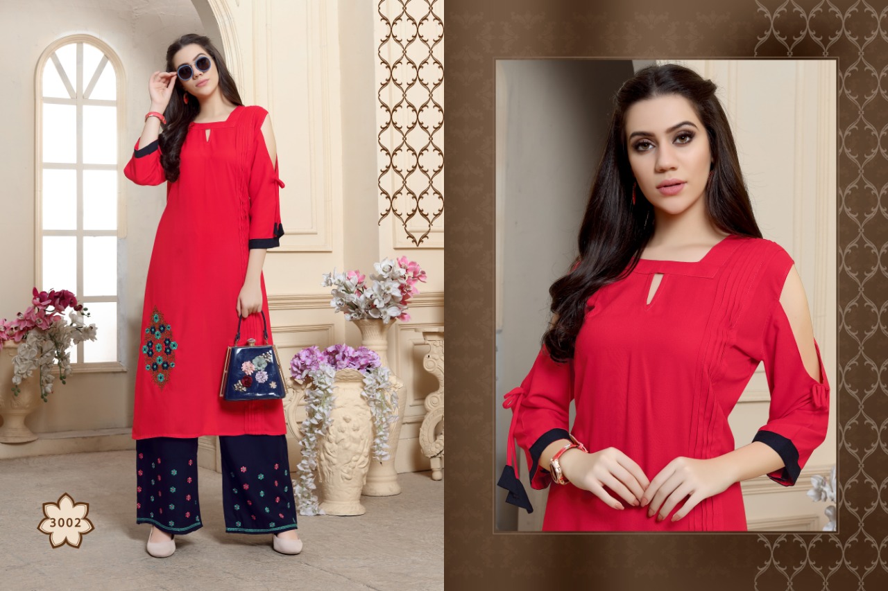 Noor Vol-3 By Kajri Style 3001 To 3008 Series Beautiful Stylish Colorful Fancy Party Wear & Ethnic Wear & Ready To Wear Heavy Rayon With Heavy Work Kurtis At Wholesale Price