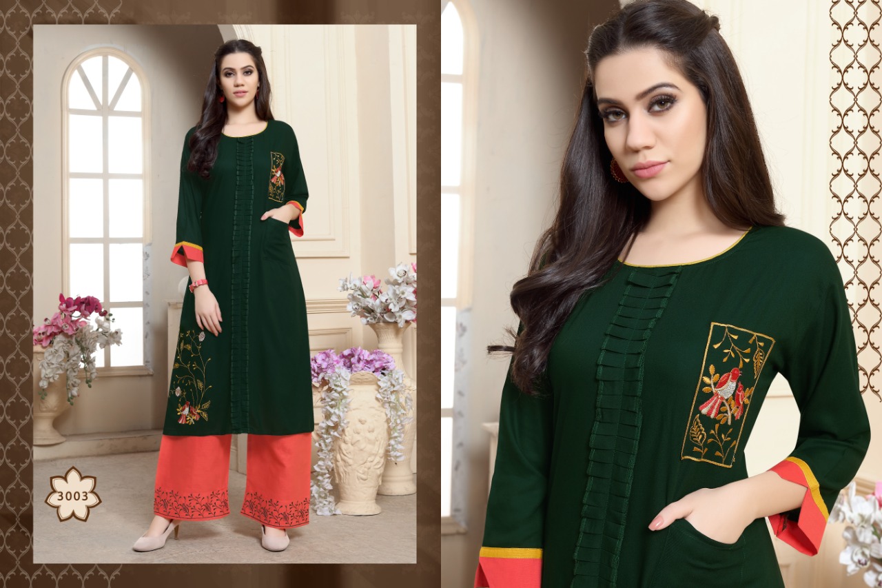 Noor Vol-3 By Kajri Style 3001 To 3008 Series Beautiful Stylish Colorful Fancy Party Wear & Ethnic Wear & Ready To Wear Heavy Rayon With Heavy Work Kurtis At Wholesale Price