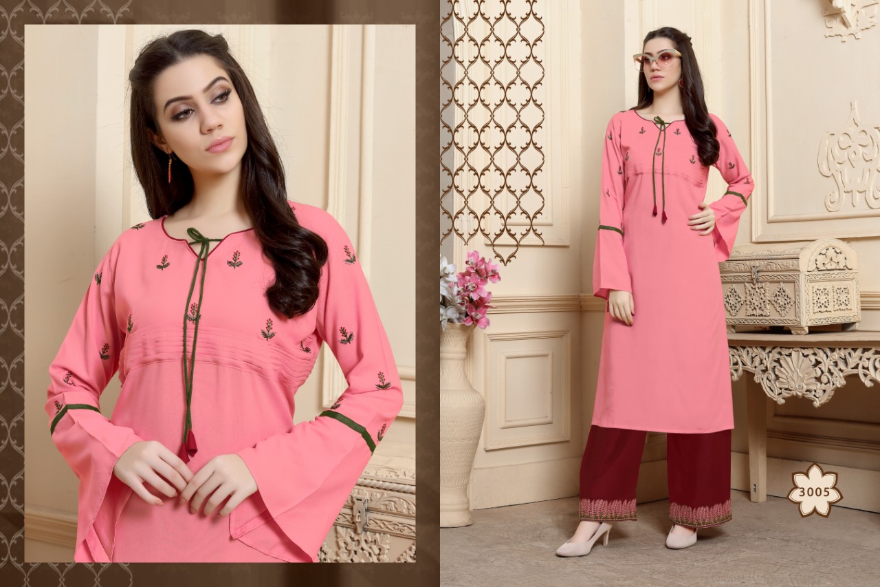 Noor Vol-3 By Kajri Style 3001 To 3008 Series Beautiful Stylish Colorful Fancy Party Wear & Ethnic Wear & Ready To Wear Heavy Rayon With Heavy Work Kurtis At Wholesale Price