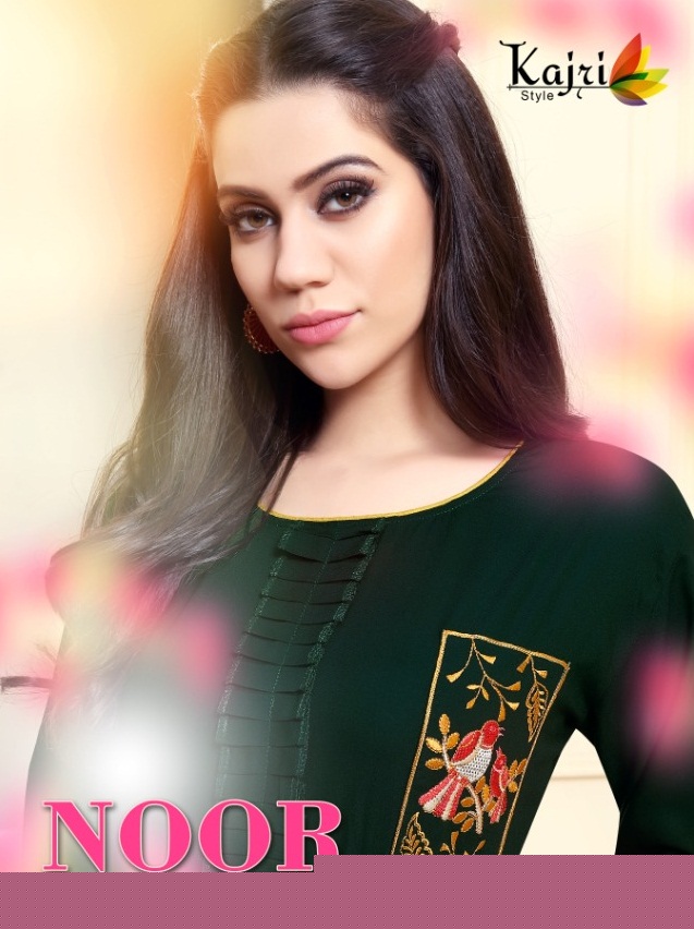 Noor Vol-3 By Kajri Style 3001 To 3008 Series Beautiful Stylish Colorful Fancy Party Wear & Ethnic Wear & Ready To Wear Heavy Rayon With Heavy Work Kurtis At Wholesale Price