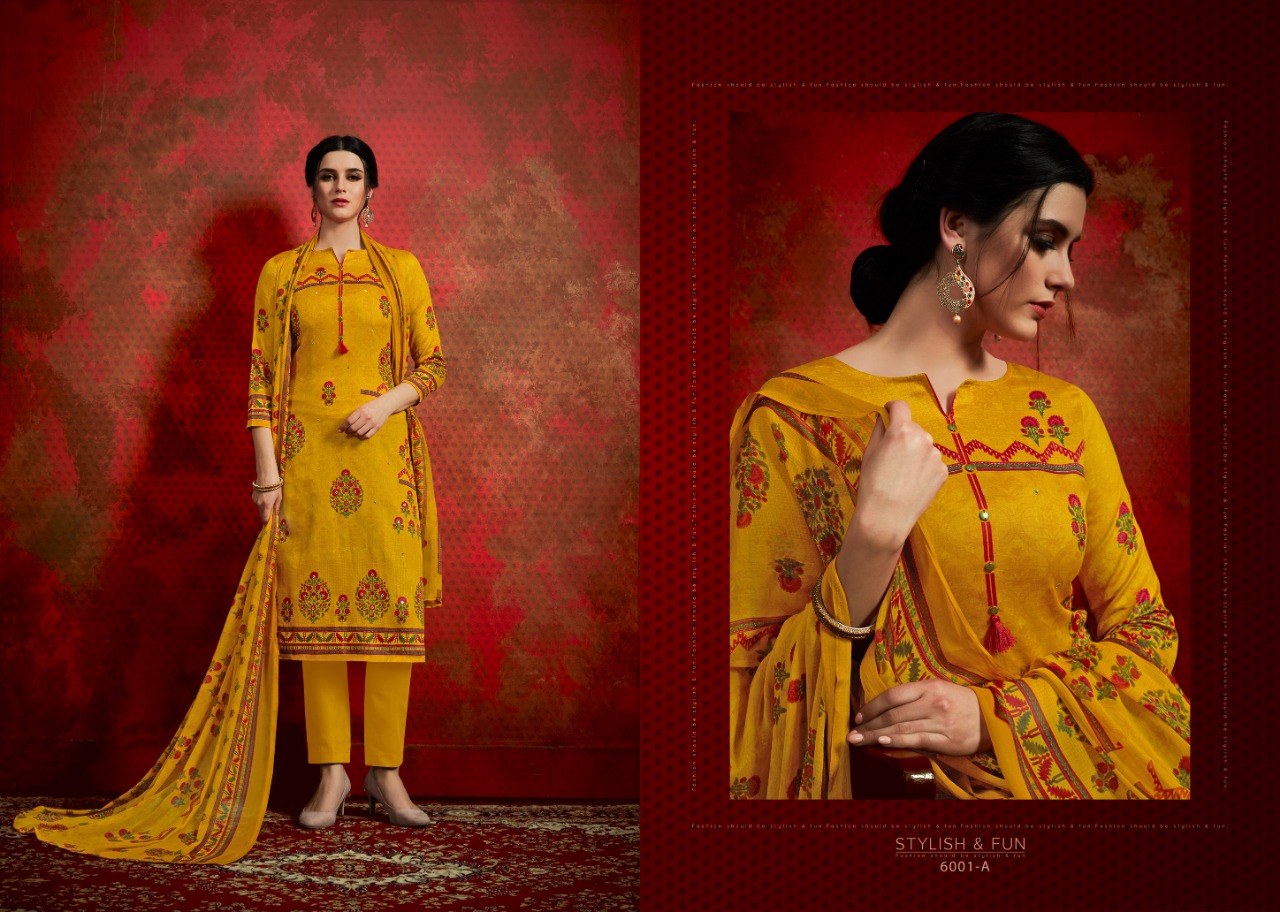 Noor By Aaa Design Studio 6001-a To 6005-b Series Beautiful Suits Colorful Stylish Fancy Casual Wear & Ethnic Wear Cotton Satin With Work Dresses At Wholesale Price