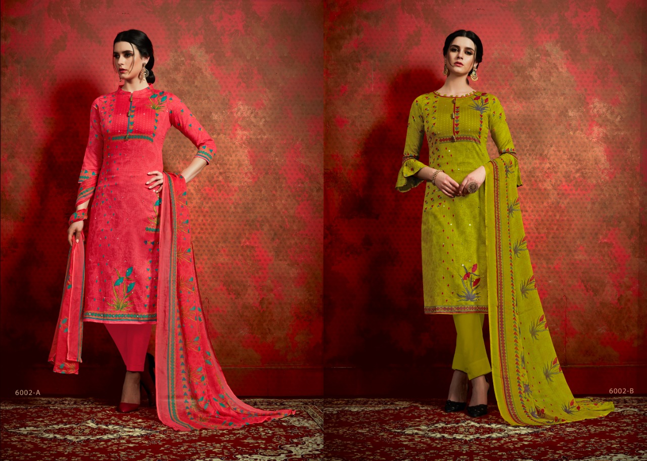 Noor By Aaa Design Studio 6001-a To 6005-b Series Beautiful Suits Colorful Stylish Fancy Casual Wear & Ethnic Wear Cotton Satin With Work Dresses At Wholesale Price