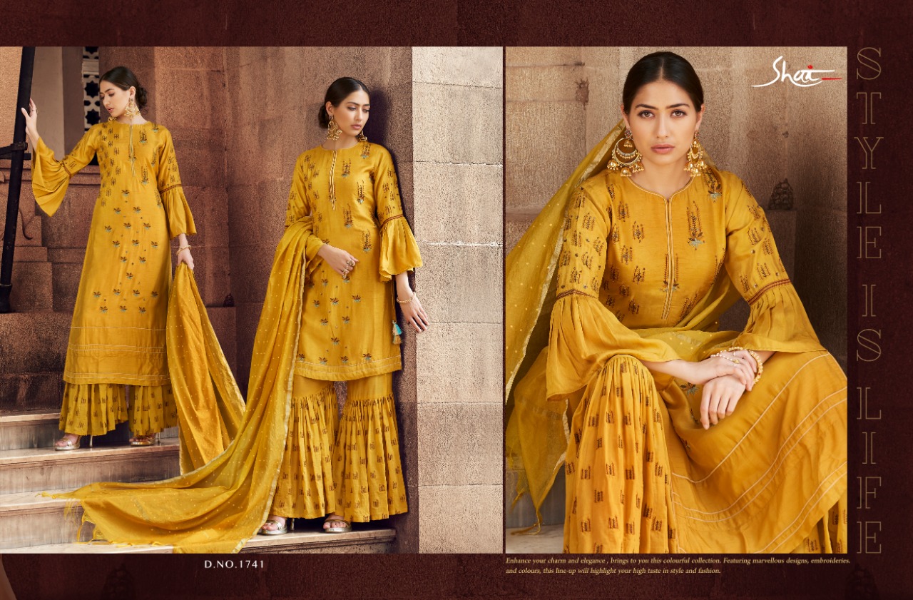 Noor By Shai 1741 To 1748 Series Designer Pakistani Suits Beautiful Stylish Fancy Colorful Party Wear & Occasional Wear Pure Tussar Silk Embroidered Dresses At Wholesale Price