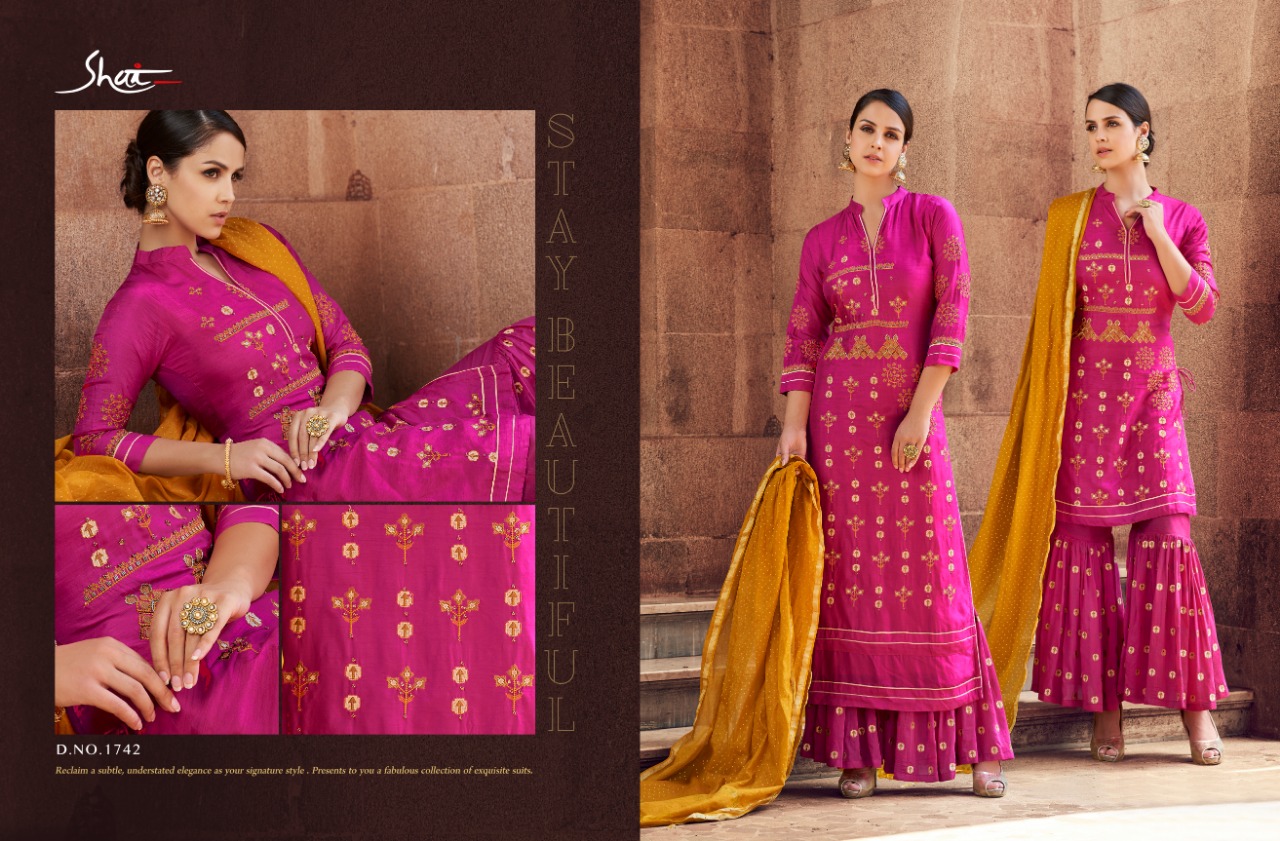 Noor By Shai 1741 To 1748 Series Designer Pakistani Suits Beautiful Stylish Fancy Colorful Party Wear & Occasional Wear Pure Tussar Silk Embroidered Dresses At Wholesale Price
