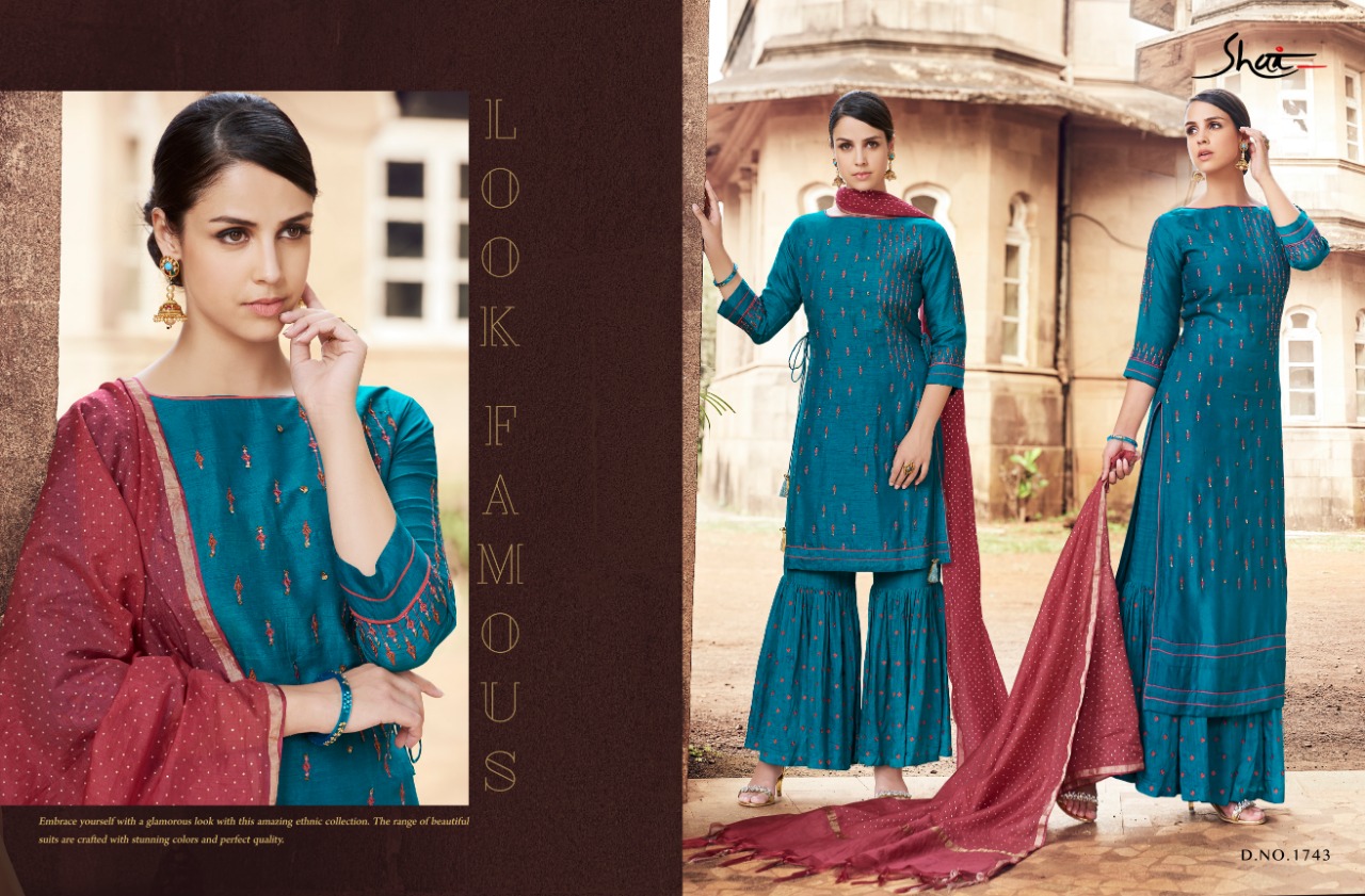 Noor By Shai 1741 To 1748 Series Designer Pakistani Suits Beautiful Stylish Fancy Colorful Party Wear & Occasional Wear Pure Tussar Silk Embroidered Dresses At Wholesale Price