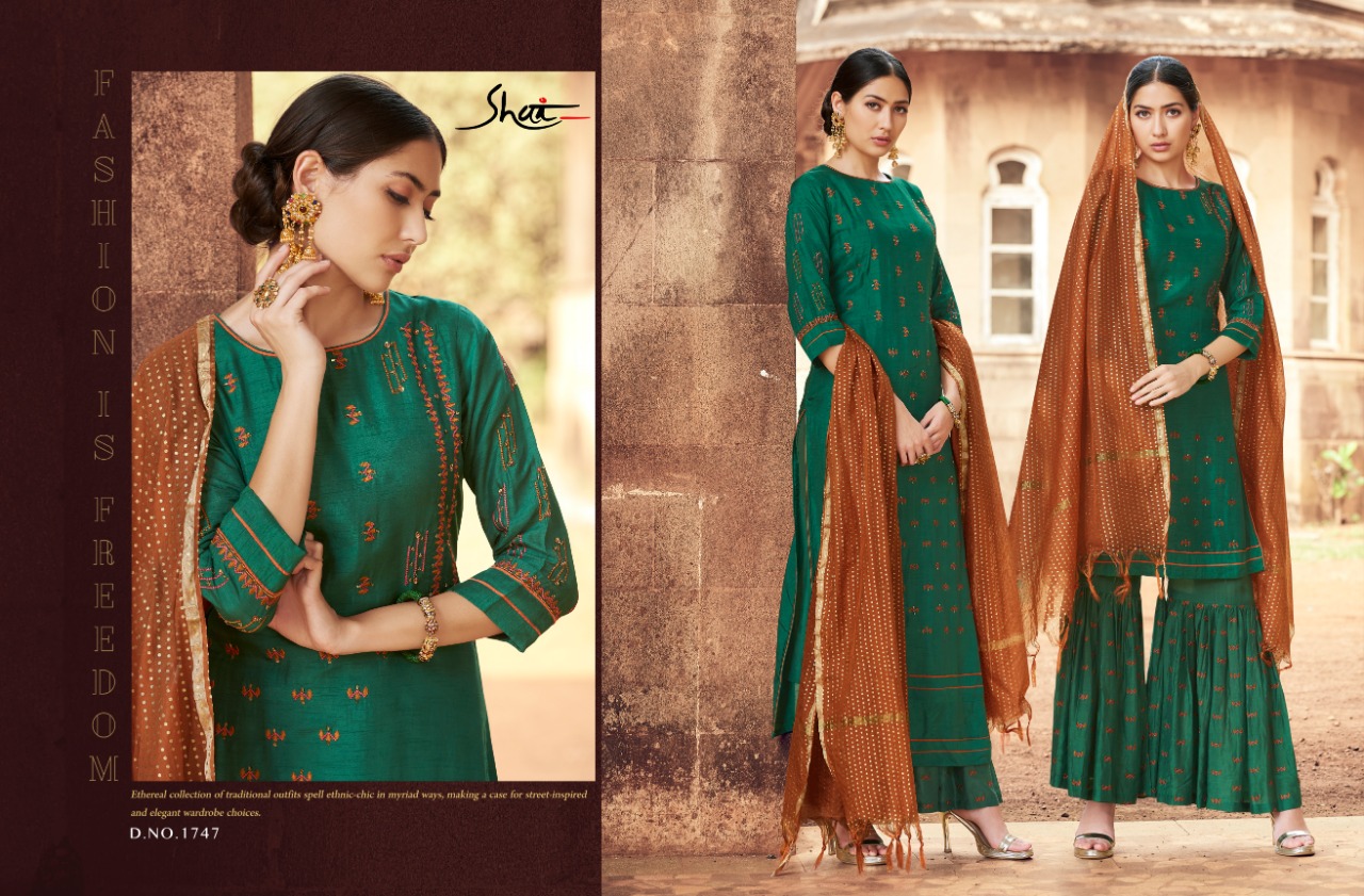 Noor By Shai 1741 To 1748 Series Designer Pakistani Suits Beautiful Stylish Fancy Colorful Party Wear & Occasional Wear Pure Tussar Silk Embroidered Dresses At Wholesale Price