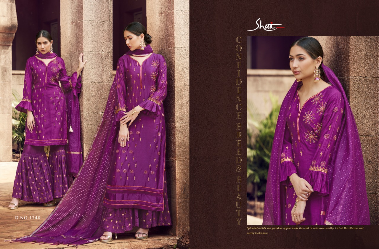 Noor By Shai 1741 To 1748 Series Designer Pakistani Suits Beautiful Stylish Fancy Colorful Party Wear & Occasional Wear Pure Tussar Silk Embroidered Dresses At Wholesale Price