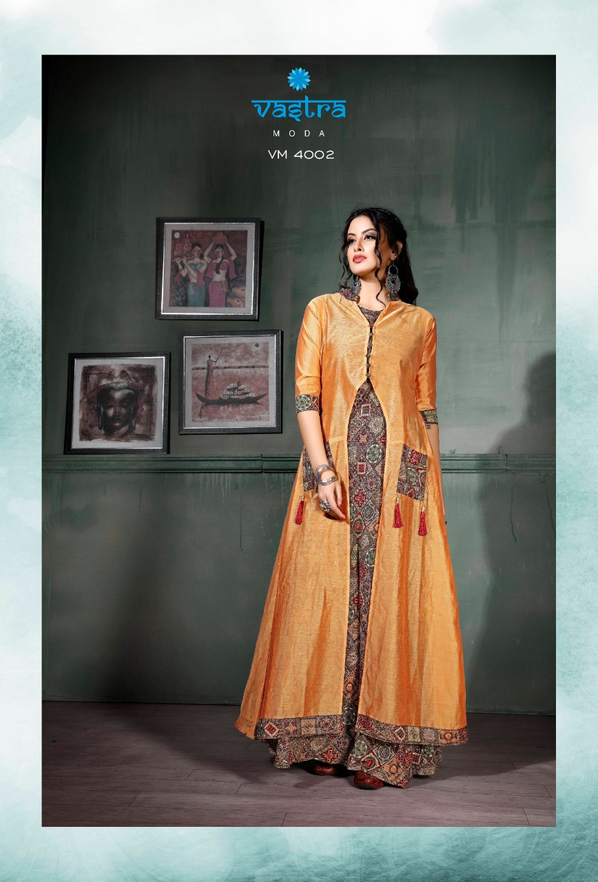 Occasional Vol-1 By Vastra Moda 4001 To 4005 Series Beautiful Designer Colorful Stylish Fancy Casual Wear & Ethnic Wear & Ready To Wear Rayon With Chanderi Kurtis At Wholesale Price