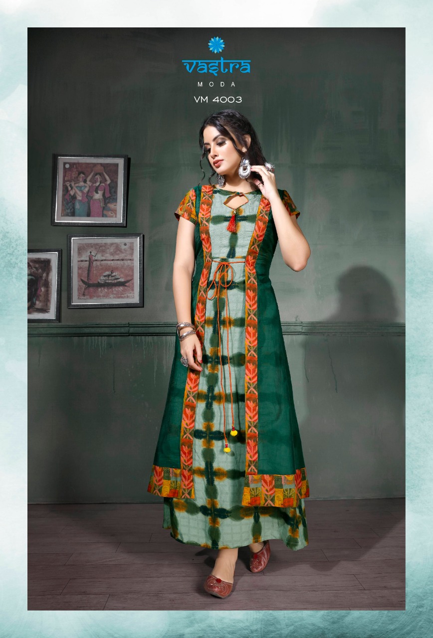 Occasional Vol-1 By Vastra Moda 4001 To 4005 Series Beautiful Designer Colorful Stylish Fancy Casual Wear & Ethnic Wear & Ready To Wear Rayon With Chanderi Kurtis At Wholesale Price