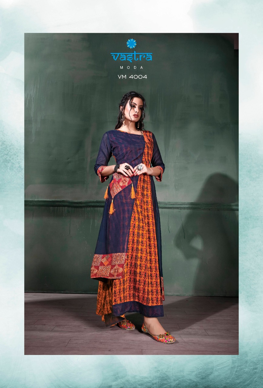 Occasional Vol-1 By Vastra Moda 4001 To 4005 Series Beautiful Designer Colorful Stylish Fancy Casual Wear & Ethnic Wear & Ready To Wear Rayon With Chanderi Kurtis At Wholesale Price