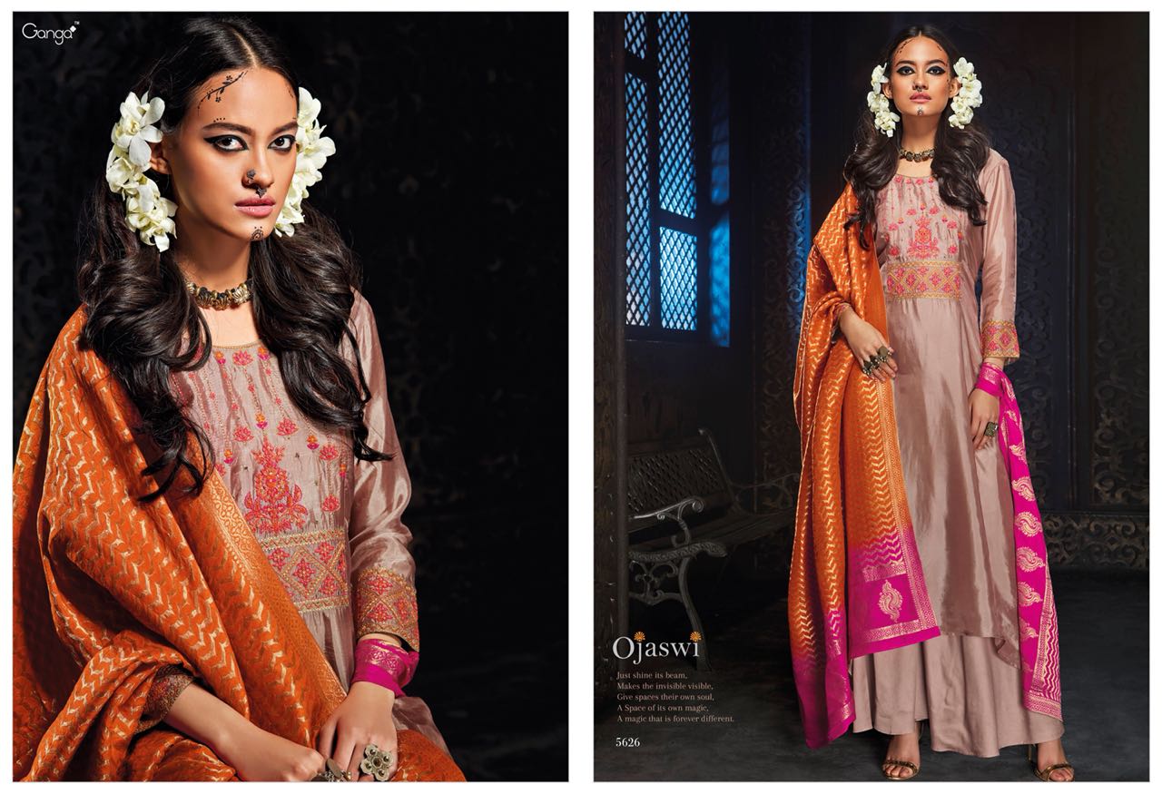 Ojaswi By Ganga Fashion 5625 To 5630 Series Designer Pakistani Suits Beautiful Colorful Stylish Fancy Colorful Party Wear & Occasional Wear Habutai Silk Dresses At Wholesale Price