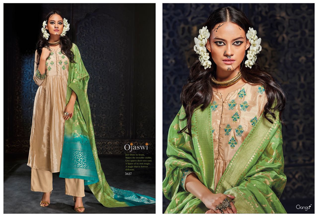 Ojaswi By Ganga Fashion 5625 To 5630 Series Designer Pakistani Suits Beautiful Colorful Stylish Fancy Colorful Party Wear & Occasional Wear Habutai Silk Dresses At Wholesale Price