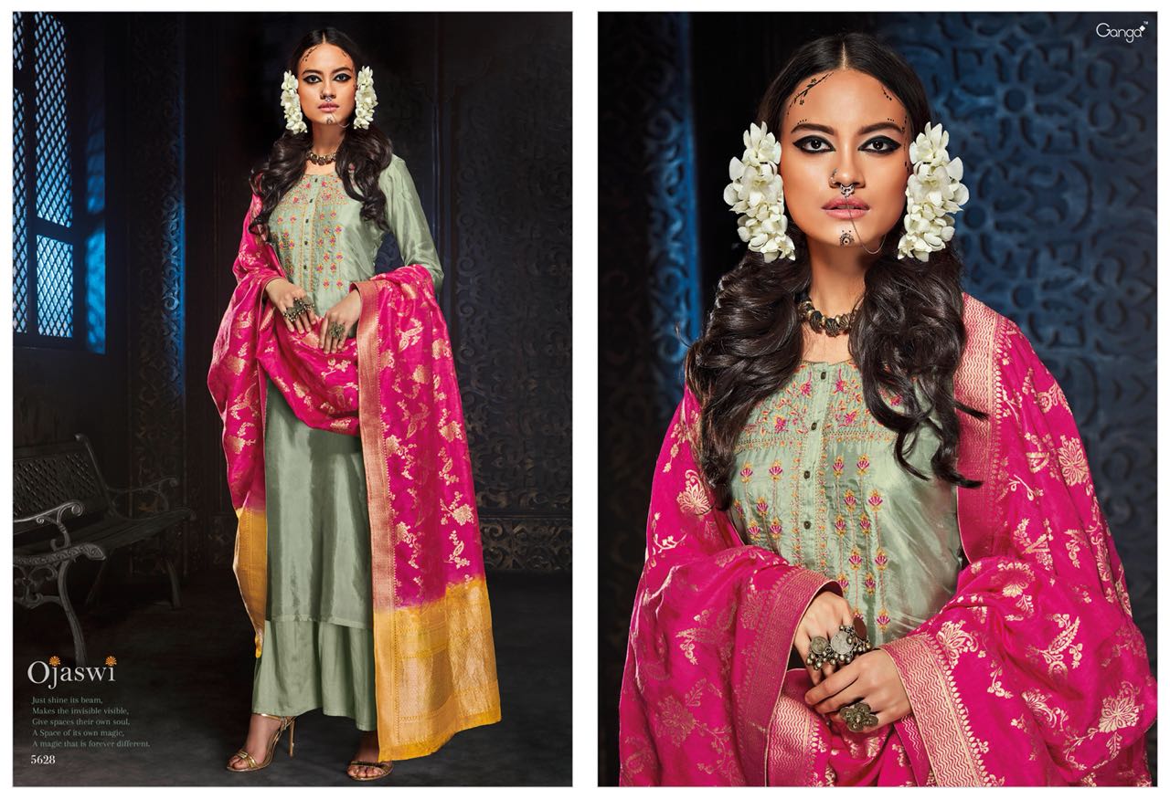 Ojaswi By Ganga Fashion 5625 To 5630 Series Designer Pakistani Suits Beautiful Colorful Stylish Fancy Colorful Party Wear & Occasional Wear Habutai Silk Dresses At Wholesale Price