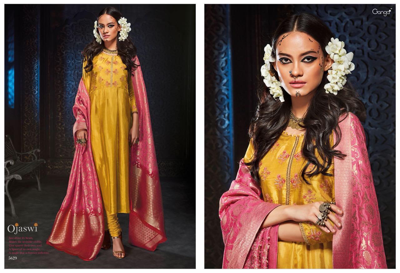 Ojaswi By Ganga Fashion 5625 To 5630 Series Designer Pakistani Suits Beautiful Colorful Stylish Fancy Colorful Party Wear & Occasional Wear Habutai Silk Dresses At Wholesale Price
