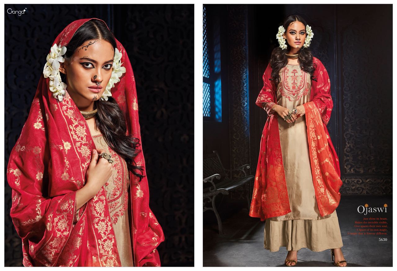 Ojaswi By Ganga Fashion 5625 To 5630 Series Designer Pakistani Suits Beautiful Colorful Stylish Fancy Colorful Party Wear & Occasional Wear Habutai Silk Dresses At Wholesale Price