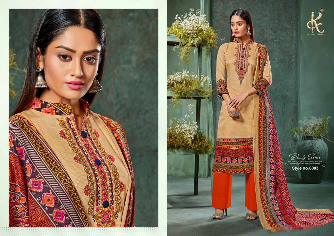 Olive By Kapil Fab 6001 To 6008 Series Beautiful Pashmina Suits Stylish Fancy Colorful Winter Wear & Ethnic Wear Cotton Satin Print Embroidered Dresses At Wholesale Price