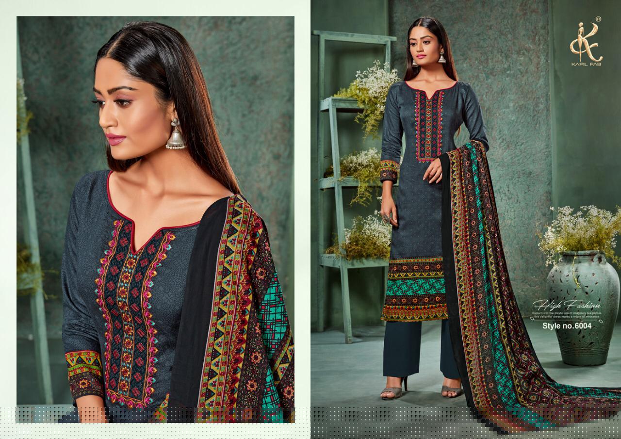 Olive By Kapil Fab 6001 To 6008 Series Beautiful Pashmina Suits Stylish Fancy Colorful Winter Wear & Ethnic Wear Cotton Satin Print Embroidered Dresses At Wholesale Price
