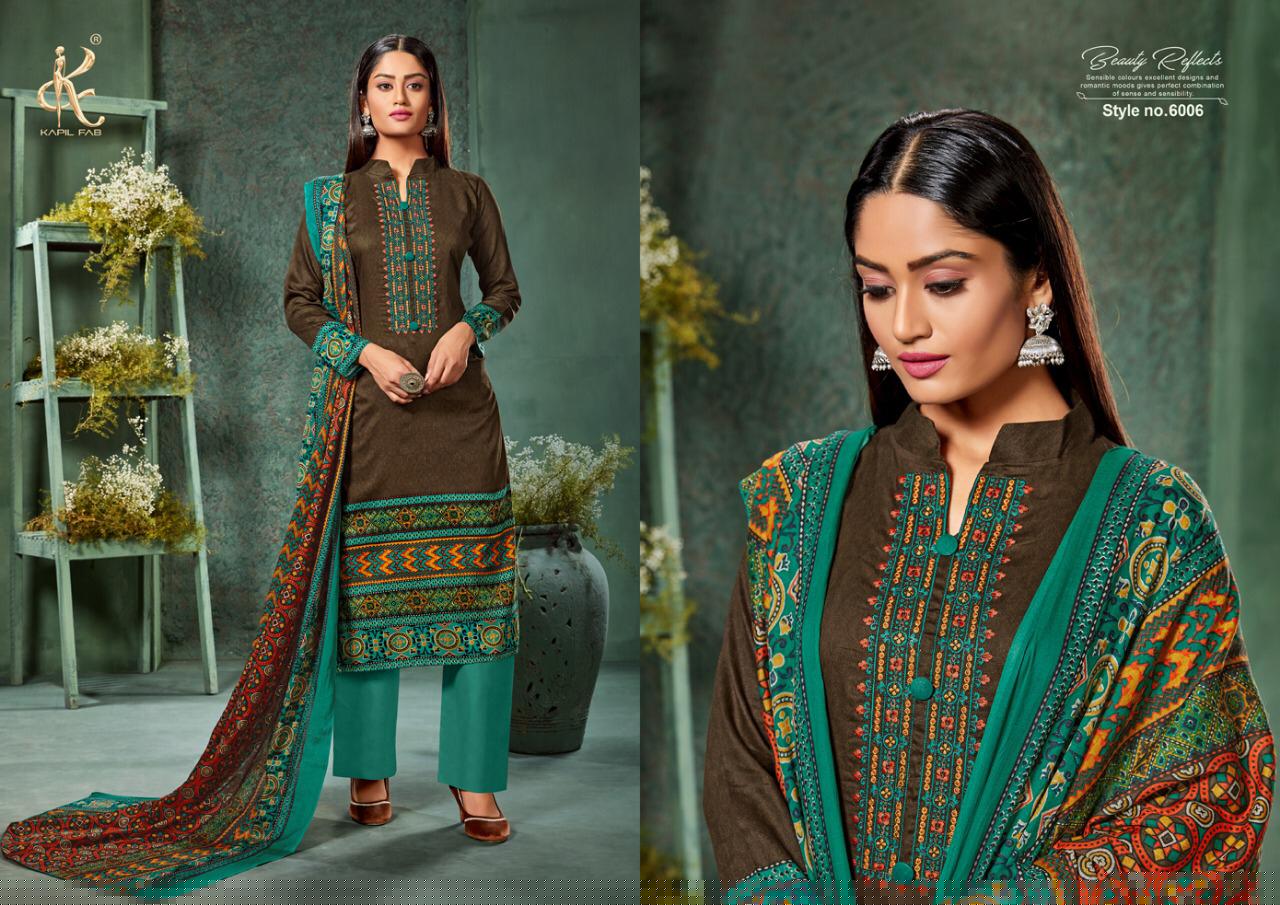 Olive By Kapil Fab 6001 To 6008 Series Beautiful Pashmina Suits Stylish Fancy Colorful Winter Wear & Ethnic Wear Cotton Satin Print Embroidered Dresses At Wholesale Price
