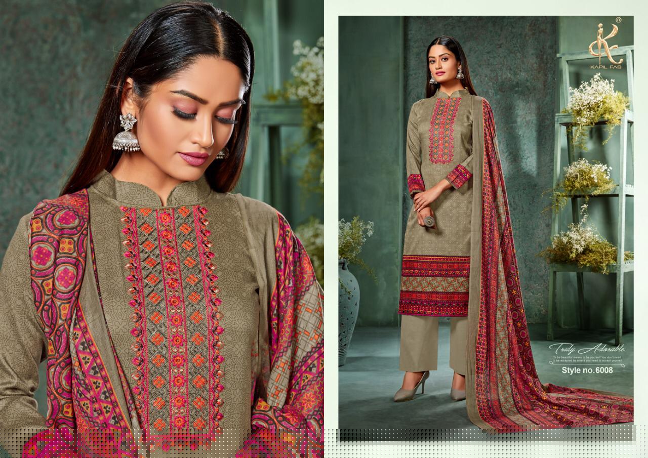 Olive By Kapil Fab 6001 To 6008 Series Beautiful Pashmina Suits Stylish Fancy Colorful Winter Wear & Ethnic Wear Cotton Satin Print Embroidered Dresses At Wholesale Price