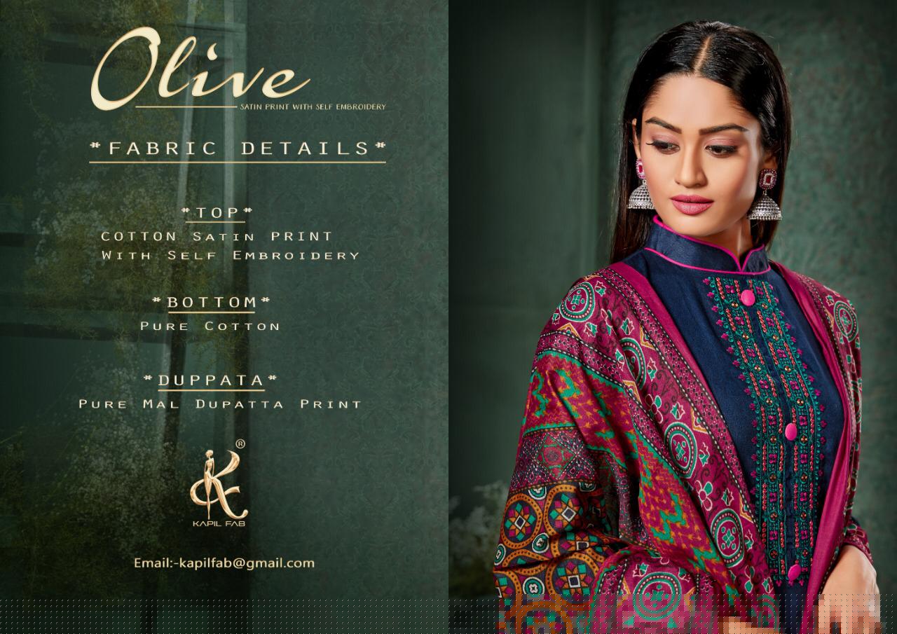 Olive By Kapil Fab 6001 To 6008 Series Beautiful Pashmina Suits Stylish Fancy Colorful Winter Wear & Ethnic Wear Cotton Satin Print Embroidered Dresses At Wholesale Price