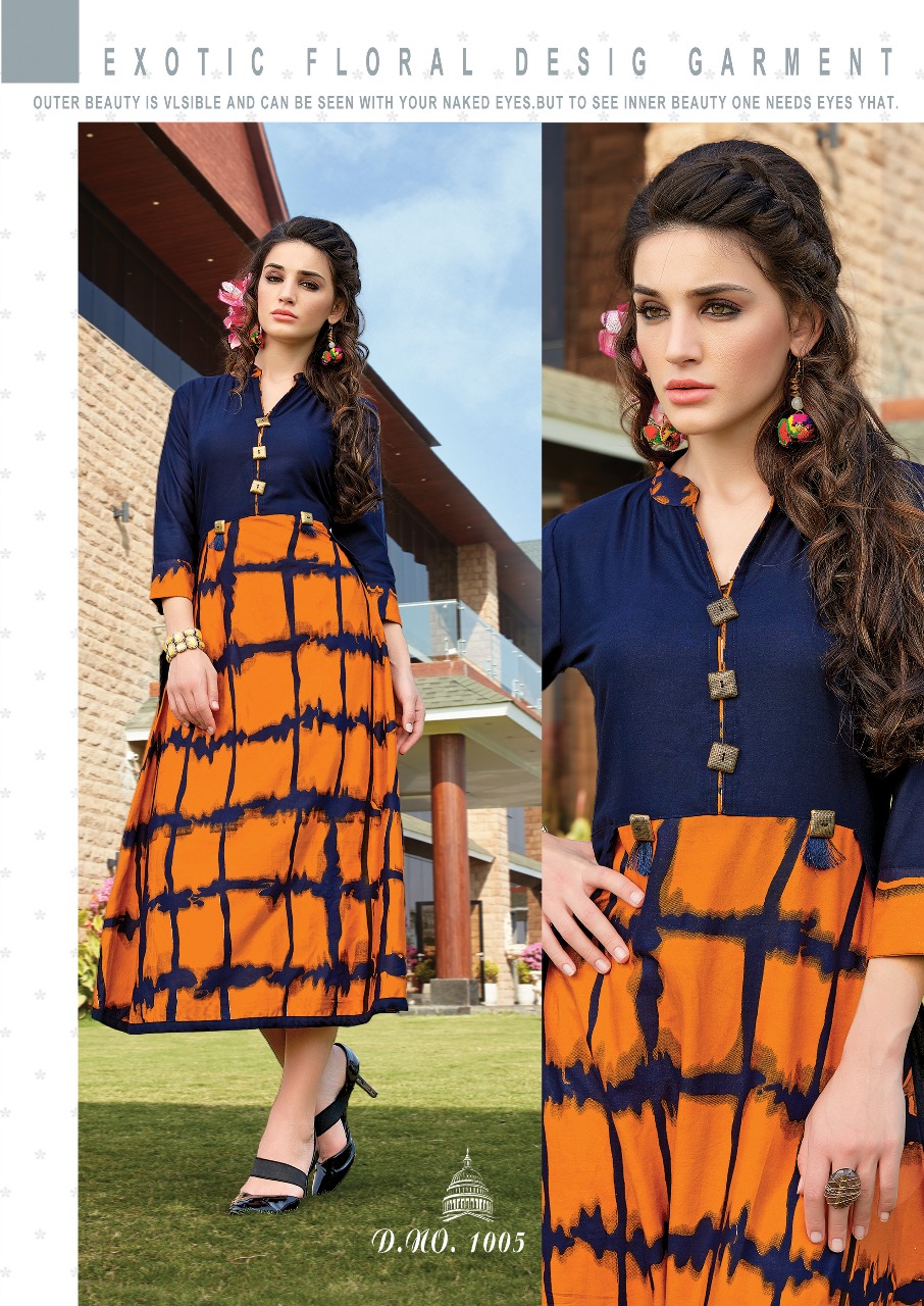Olivia Vol-1 By Dhyana Fashion 1001 To 1008 Series Beautiful Stylish Fancy Colorful Casual Wear & Ethnic Wear Rayon Printed Kurtis At Wholesale Price