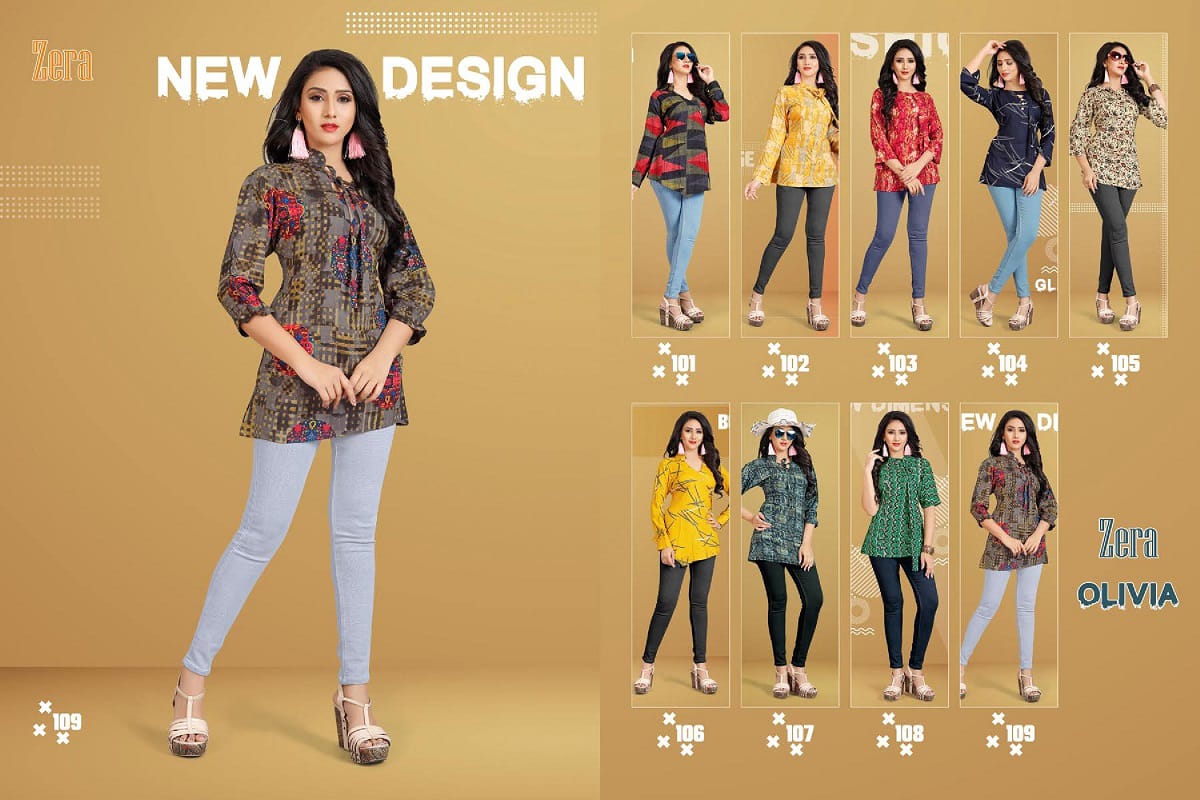 Olivia By Zera 101 To 109 Series Beautiful Stylish Colorful Fancy Casual Wear & Ethnic Wear & Ready To Wear Rayon Printed Kurtis At Wholesale Price