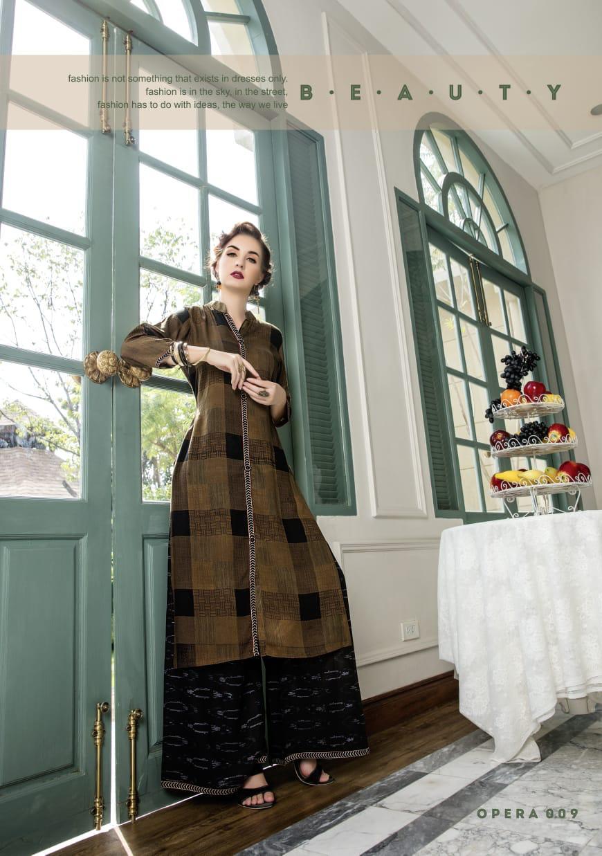 Opera By Femi9 Trends 001 To 010 Series Beautiful Colorful Stylish Fancy Casual Wear & Ethnic Wear & Ready To Wear Heavy Rayon Printed Kurtis With Palazzo At Wholesale Price