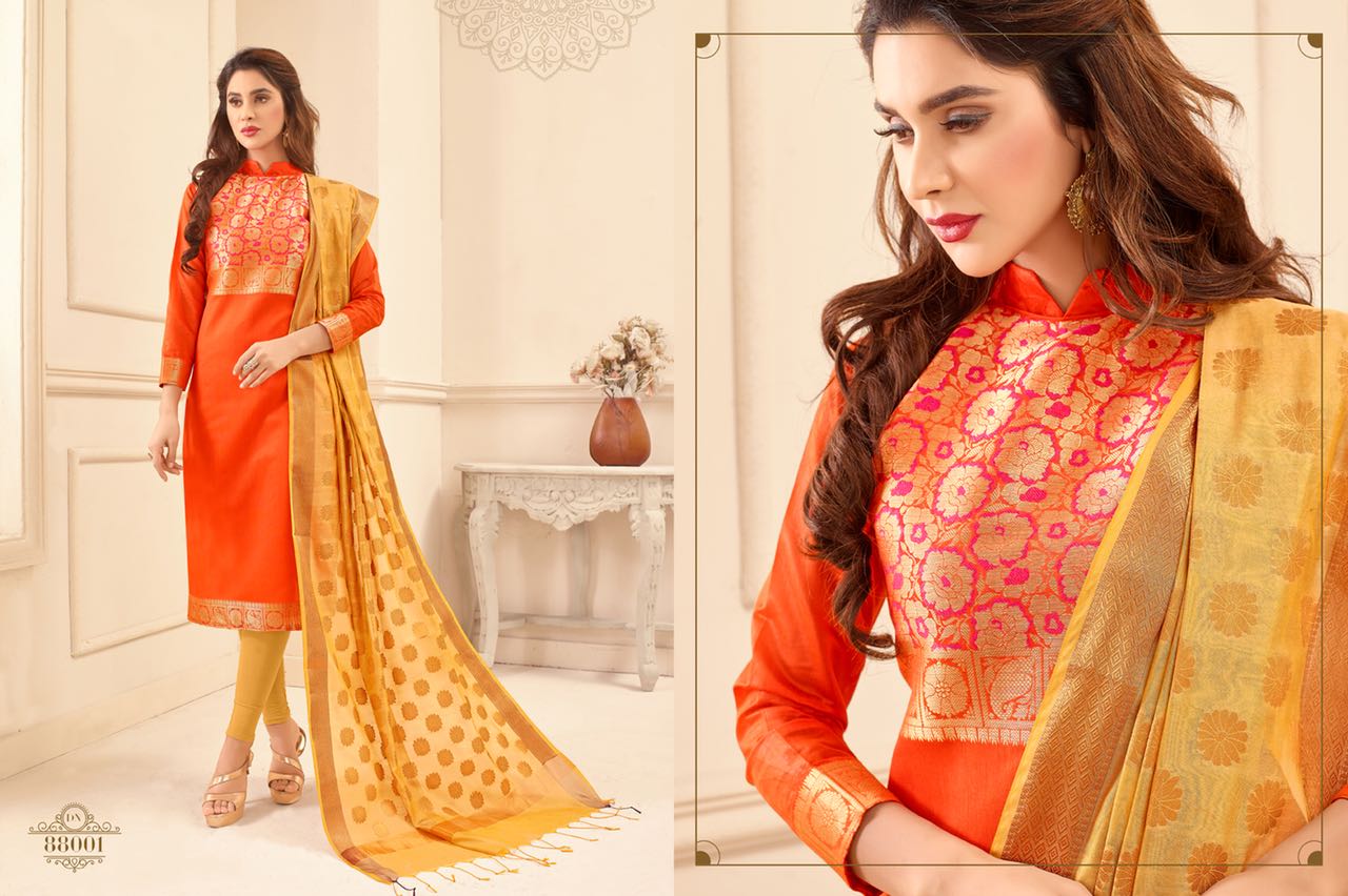 Orange Candy By B.g. Impex 88001 To 88012 Series Beautiful Stylish Fancy Colorful Party Wear & Ethnic Wear Banarasi Silk Dresses At Wholesale Price