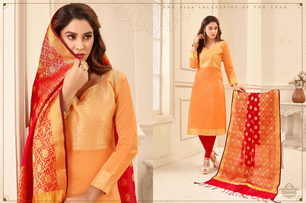 Orange Candy By B.g. Impex 88001 To 88012 Series Beautiful Stylish Fancy Colorful Party Wear & Ethnic Wear Banarasi Silk Dresses At Wholesale Price