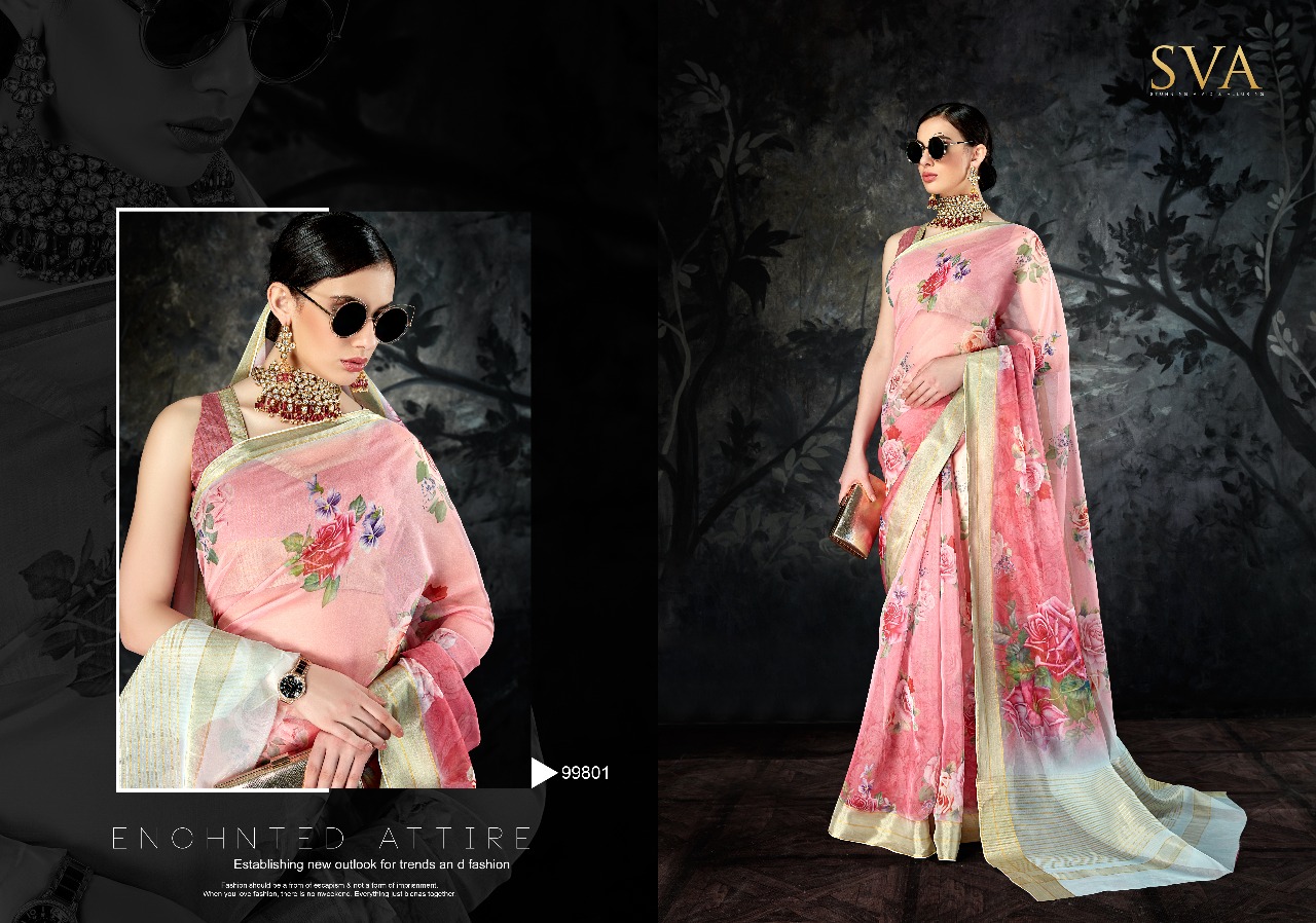 Organza Sarees By Sva 99801 To 99810 Series Designer Indian Traditional Wear Collection Beautiful Stylish Fancy Colorful Party Wear & Occasional Wear Pure Organza Sarees At Wholesale Price