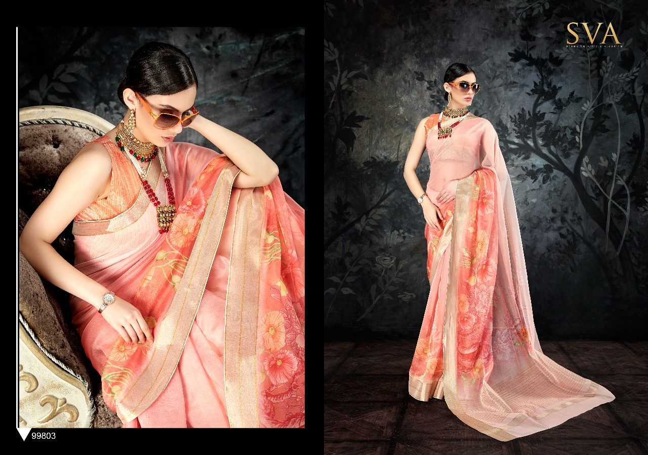 Organza Sarees By Sva 99801 To 99810 Series Designer Indian Traditional Wear Collection Beautiful Stylish Fancy Colorful Party Wear & Occasional Wear Pure Organza Sarees At Wholesale Price