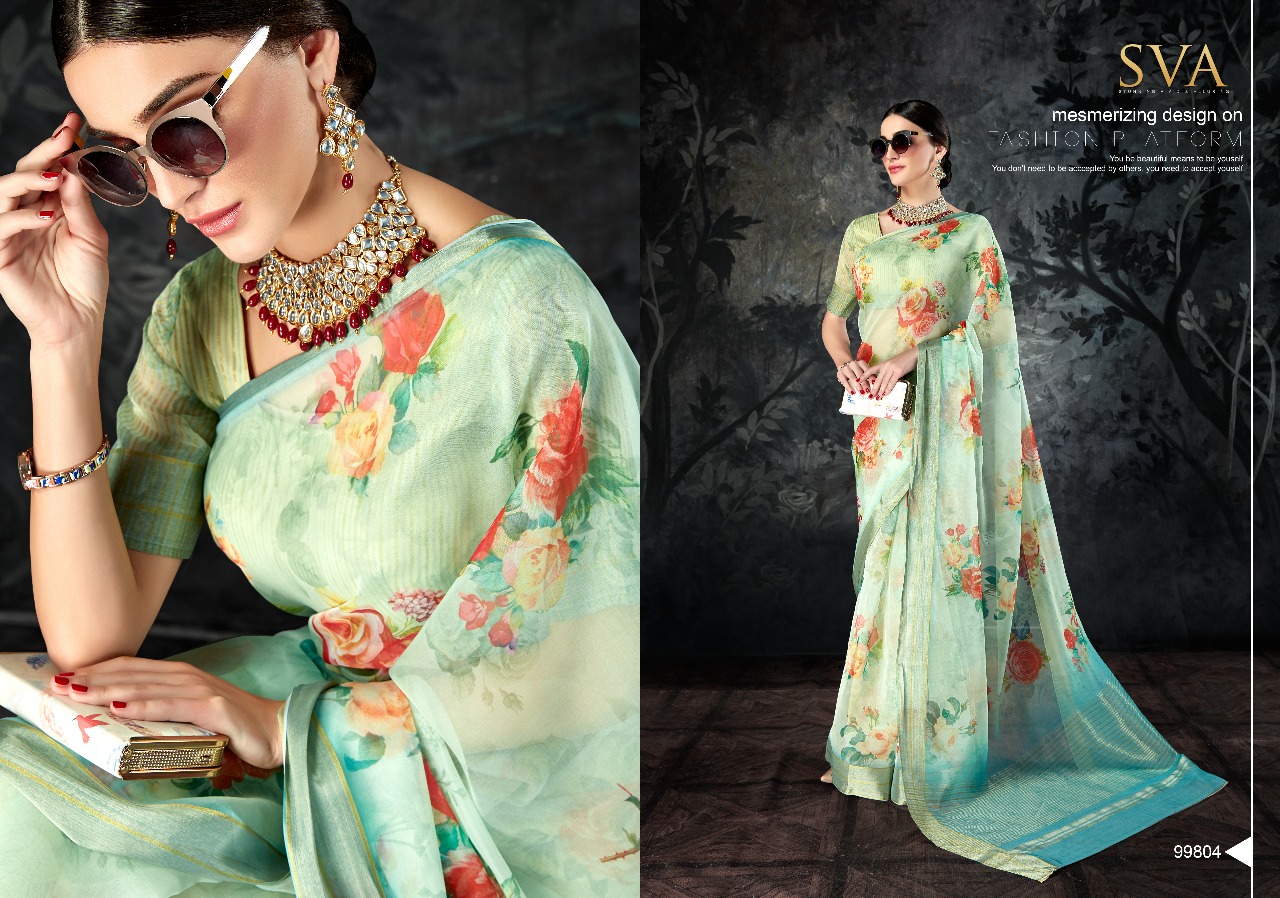 Organza Sarees By Sva 99801 To 99810 Series Designer Indian Traditional Wear Collection Beautiful Stylish Fancy Colorful Party Wear & Occasional Wear Pure Organza Sarees At Wholesale Price