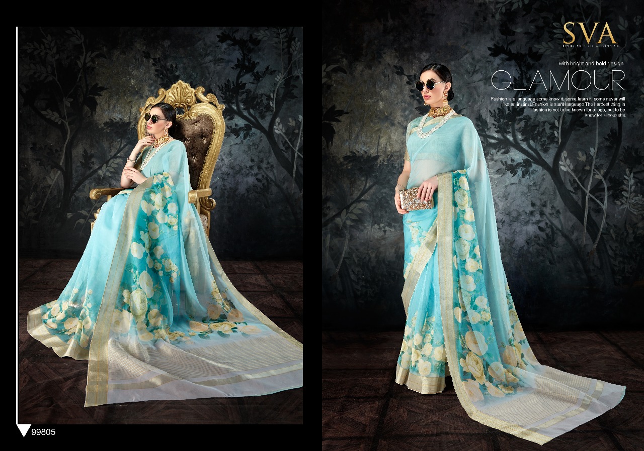 Organza Sarees By Sva 99801 To 99810 Series Designer Indian Traditional Wear Collection Beautiful Stylish Fancy Colorful Party Wear & Occasional Wear Pure Organza Sarees At Wholesale Price