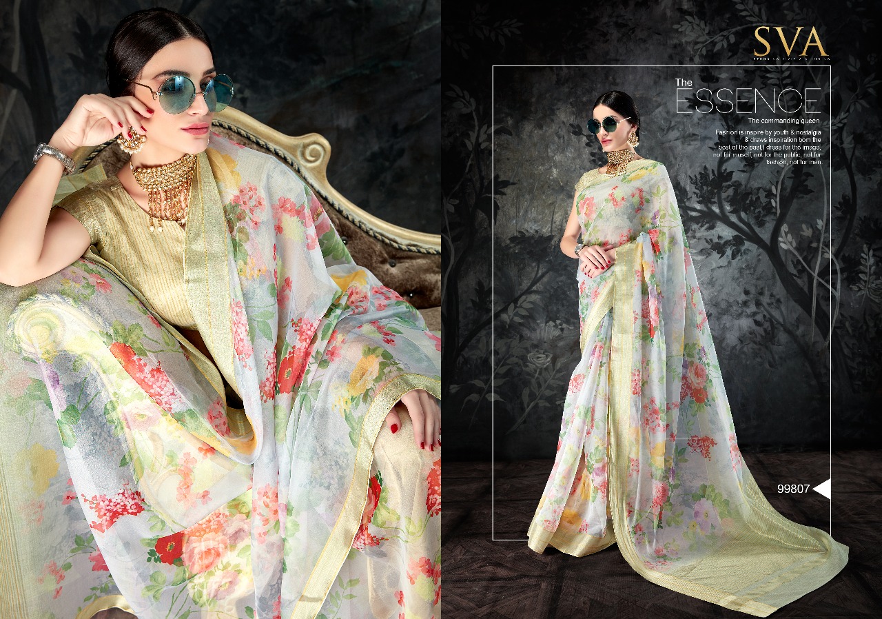 Organza Sarees By Sva 99801 To 99810 Series Designer Indian Traditional Wear Collection Beautiful Stylish Fancy Colorful Party Wear & Occasional Wear Pure Organza Sarees At Wholesale Price