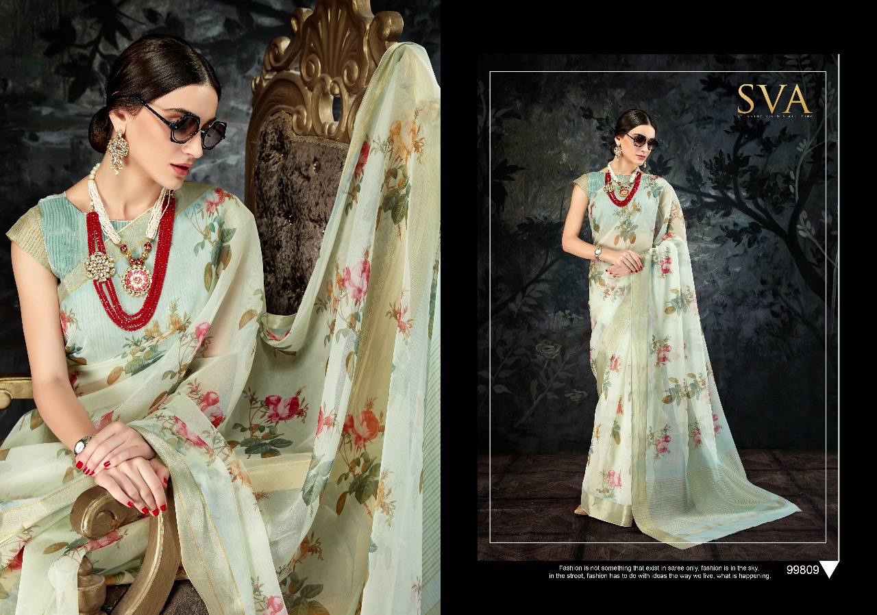 Organza Sarees By Sva 99801 To 99810 Series Designer Indian Traditional Wear Collection Beautiful Stylish Fancy Colorful Party Wear & Occasional Wear Pure Organza Sarees At Wholesale Price
