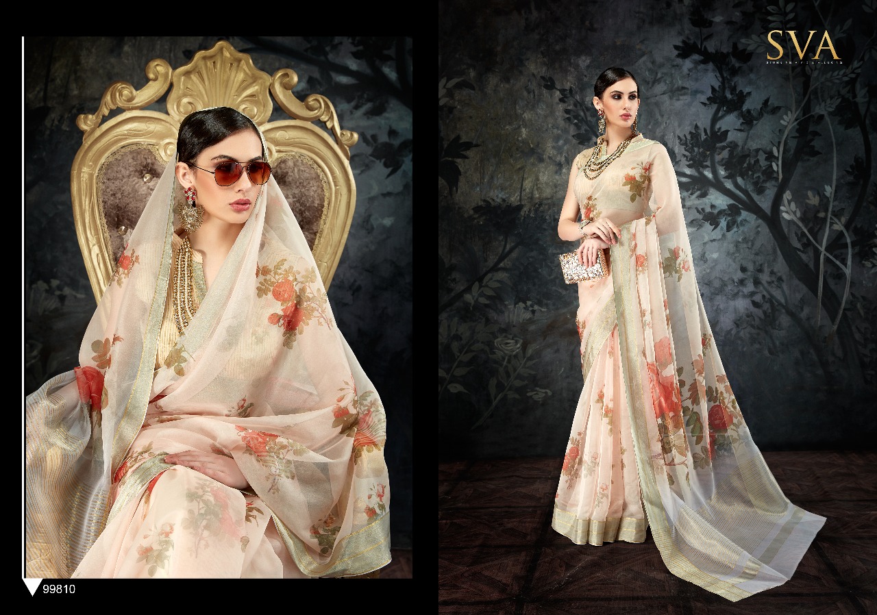 Organza Sarees By Sva 99801 To 99810 Series Designer Indian Traditional Wear Collection Beautiful Stylish Fancy Colorful Party Wear & Occasional Wear Pure Organza Sarees At Wholesale Price