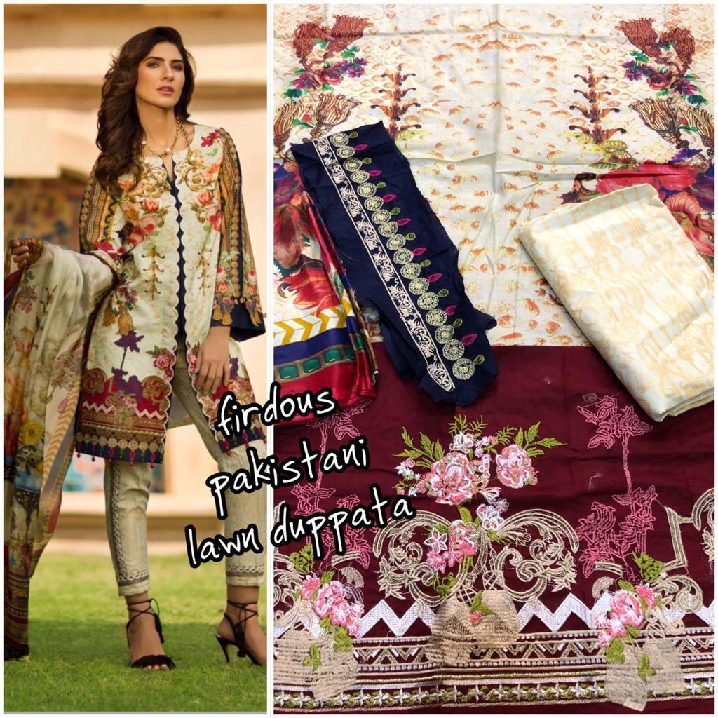 Original Pakistani Firdous Lawn Vol-2 By Fashid Wholesale 1001 To 1008 Series Designer Pakistani Suits Beautiful Stylish Fancy Colorful Party Wear & Occasional Wear Heavy Cotton With Embroidery Dresses At Wholesale Price