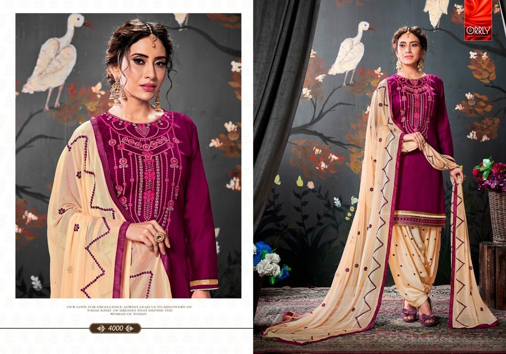 Orrly By Patiala By Orrly 4000 To 4004 Series Designer Patiyala Suits Collection Beautiful Stylish Fancy Colorful Party Wear & Ethnic Wear Jam Silk Cotton With Embroidery Work Dresses At Wholesale Price