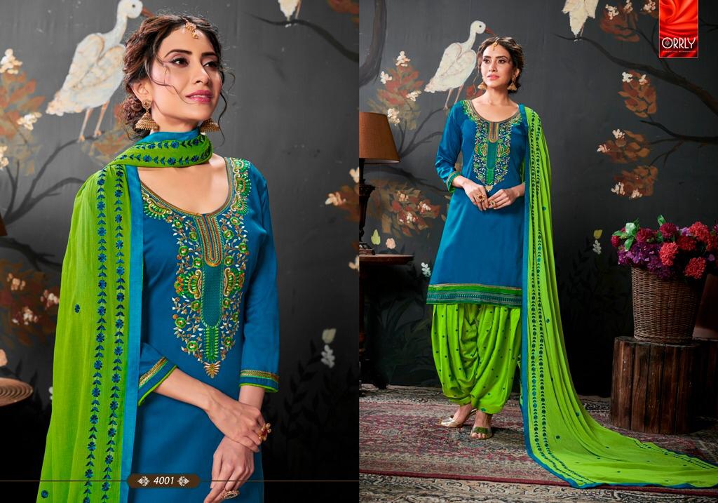 Orrly By Patiala By Orrly 4000 To 4004 Series Designer Patiyala Suits Collection Beautiful Stylish Fancy Colorful Party Wear & Ethnic Wear Jam Silk Cotton With Embroidery Work Dresses At Wholesale Price